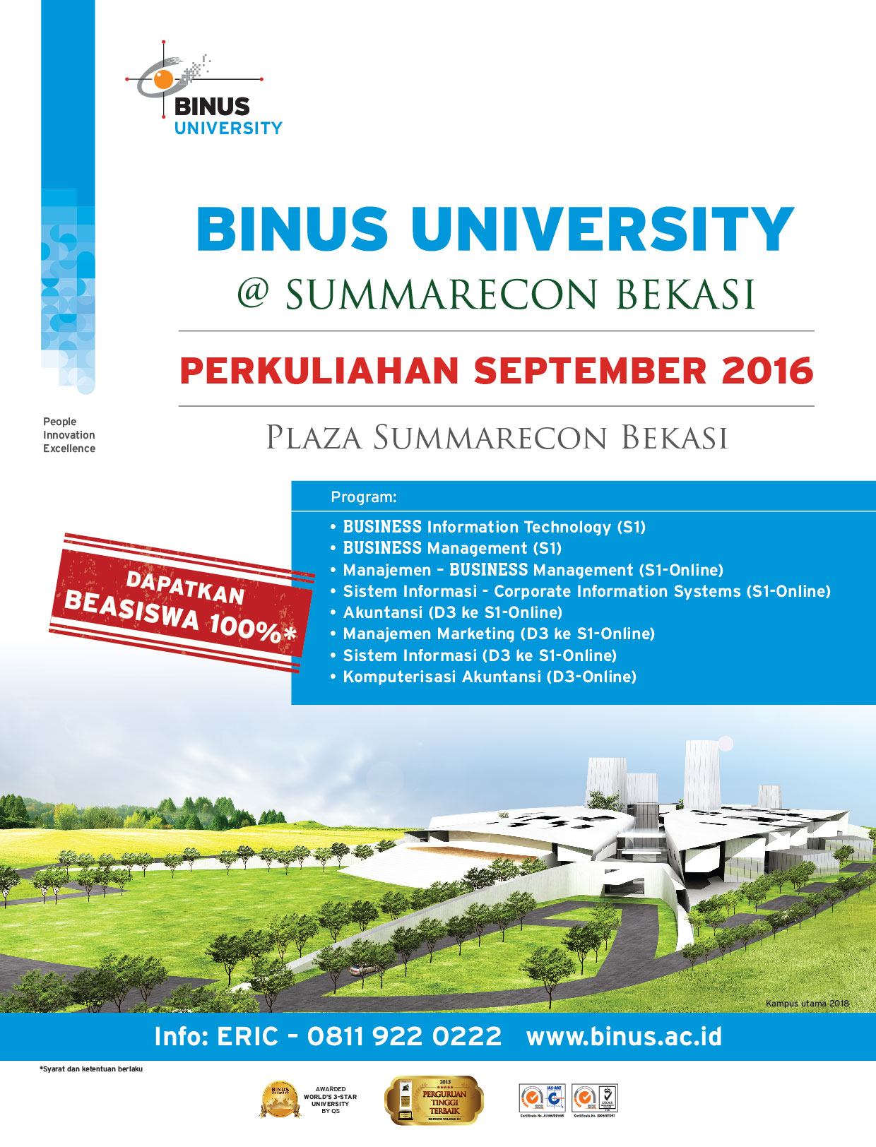 BINUS UNIVERSITY Hadir di Summarecon Bekasi