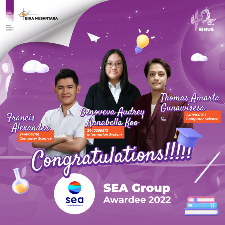 Mahasiswa Universitas BINA NUSANTARA berhasil mendapatkan Beasiswa SEA Group 2022